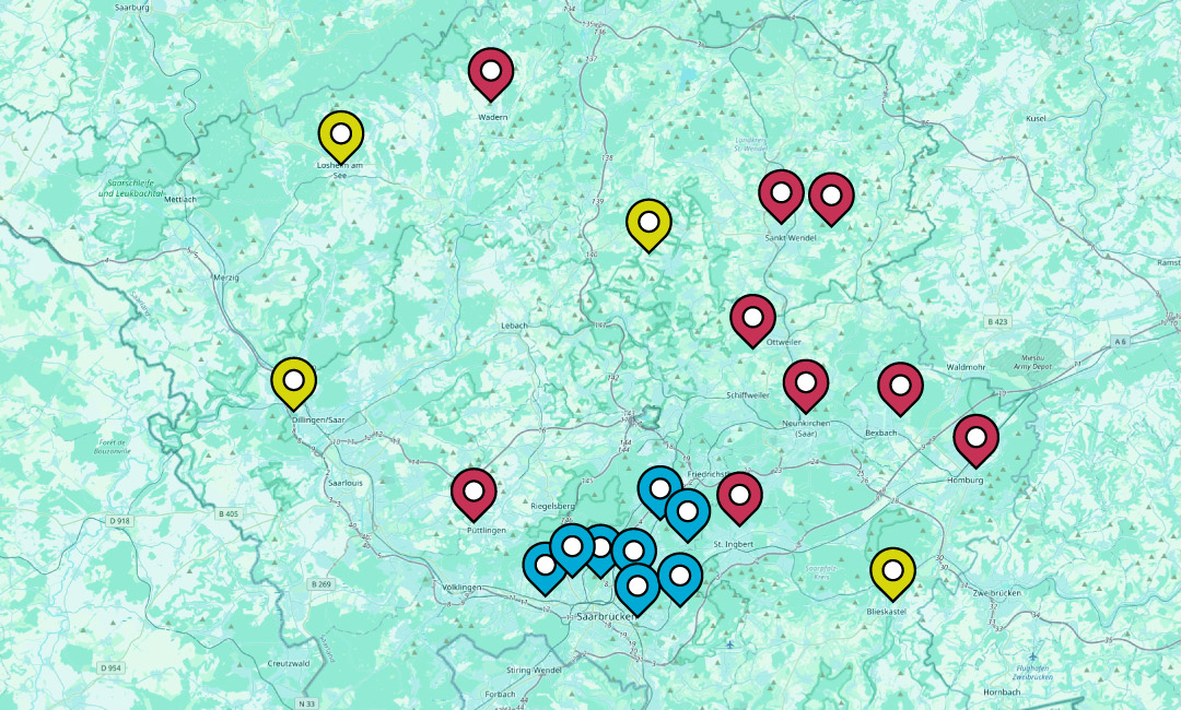Karte Lageplan Coworking Spaces Saarland